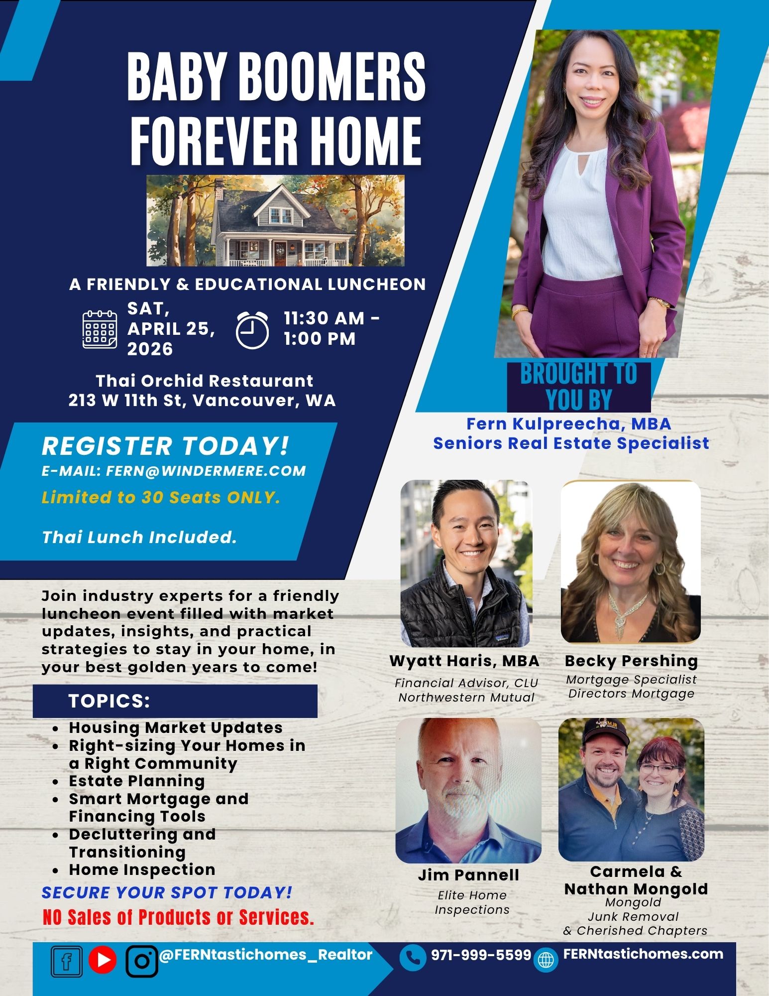 Fern Kulpreecha, MBA, Realtor Portland Metro Event Baby Bloomers, Forever Home educational talk
